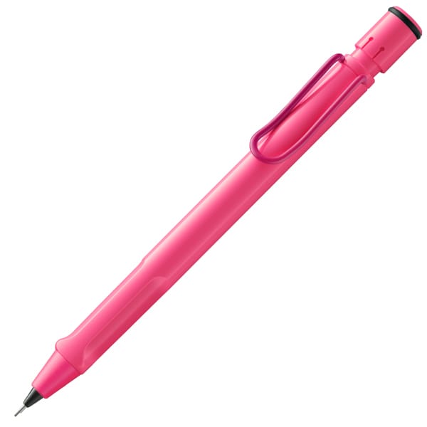 LAMY Safari Neon Pink mechanical pencil, complete product photograph.