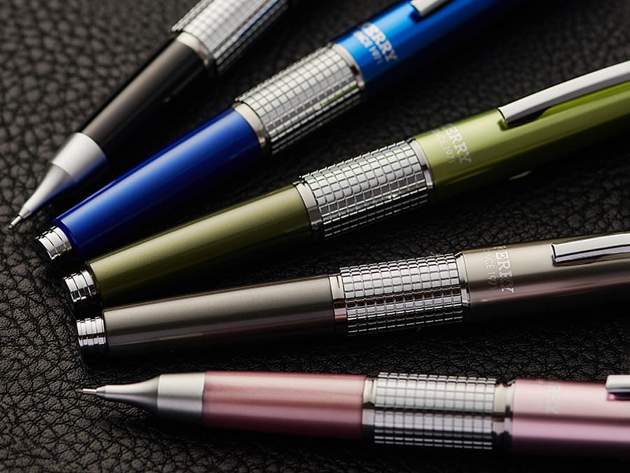 Kerry caps and knurled grips in Pentel’s product photography. Consult the linked price table for affected product codes. Photograph: Pentel.