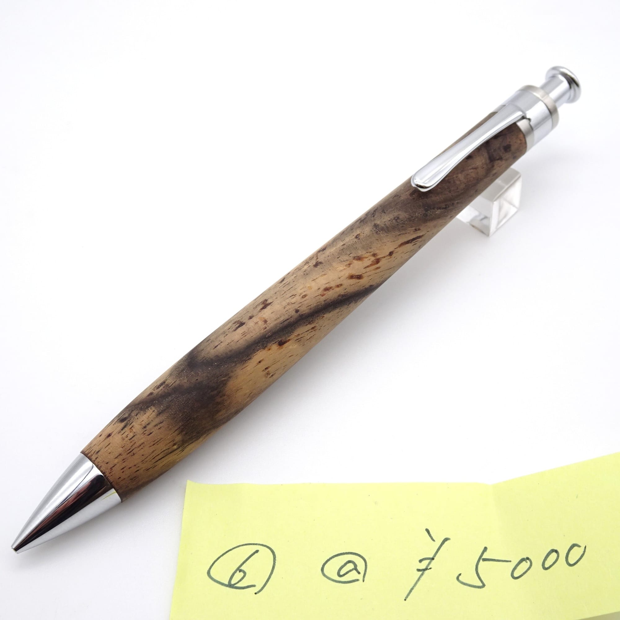 Setsu black persimmon mechanical pencil, lot 6, photographed with the maker’s numbered price note.